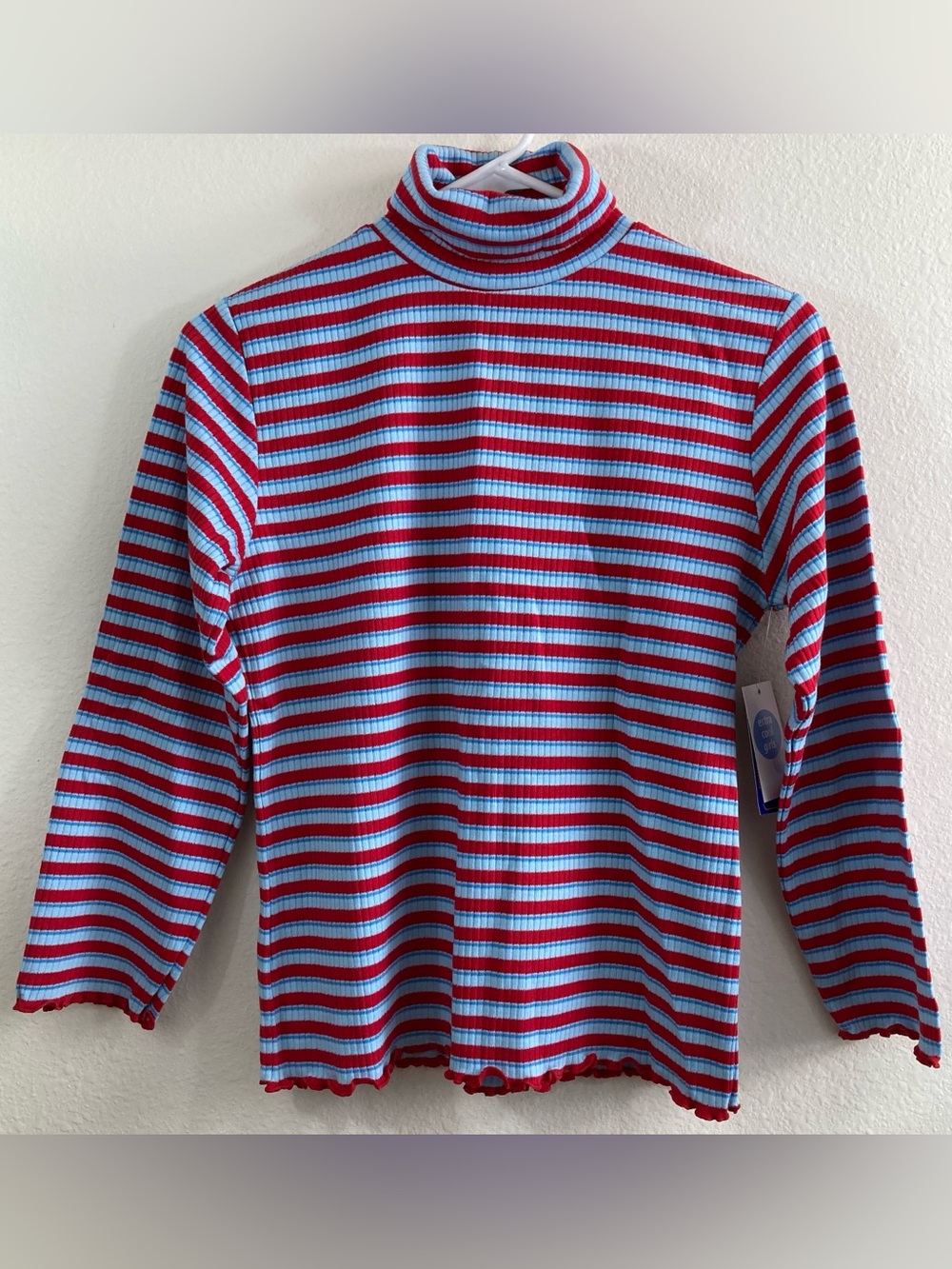 Goody's Girls Striped Rib Knit Turtleneck Top Size L (14.5-16.5) NWT Y2K